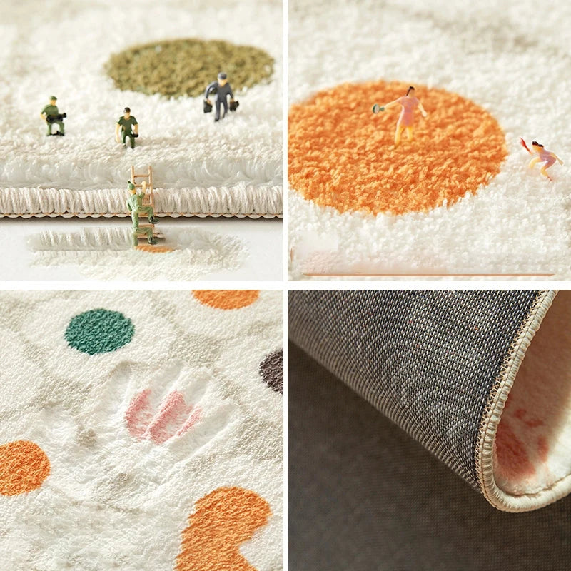 Round Smiley Flower Rug - Soft & Non-Slip Floor Mat for Bedside and Entryway