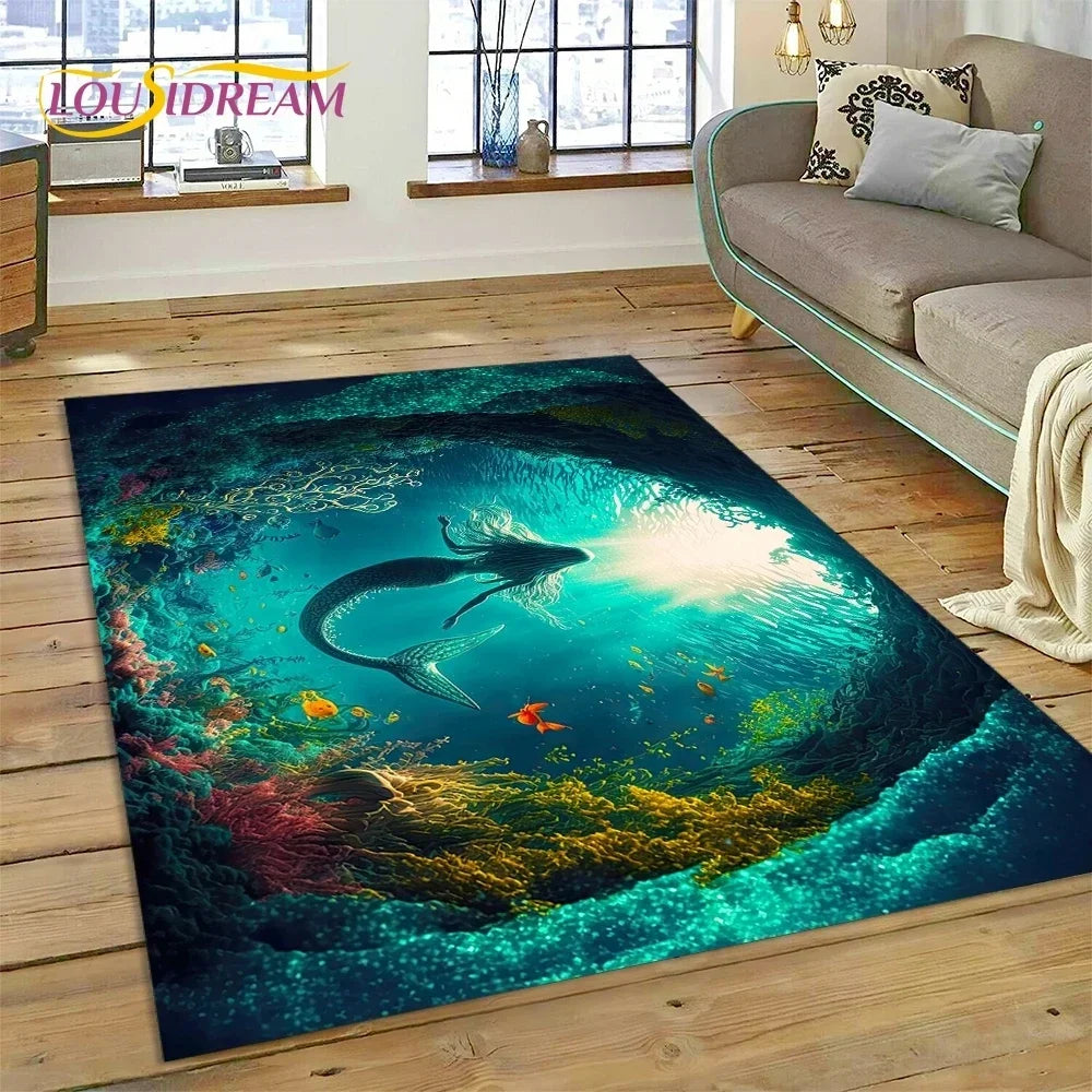 3D Dolphin Area Rug for Kids Room | Underwater World Theme | Non-Slip Playmat