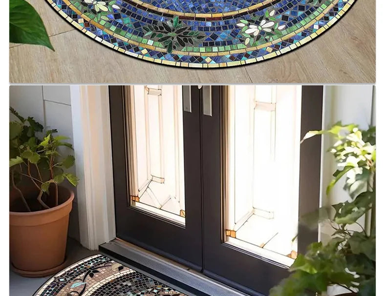 Semi-Circular Outdoor Doormat - Welcome Garden Rug for Entrance & Patio