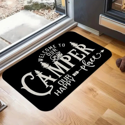 RV Camper Welcome Mat - Outdoor Inspired Doormat for Camping Enthusiasts & Cabin