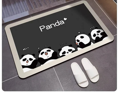 Cute Panda Diatomite Bath Mat - Super Absorbent & Non-Slip Bathroom Rug