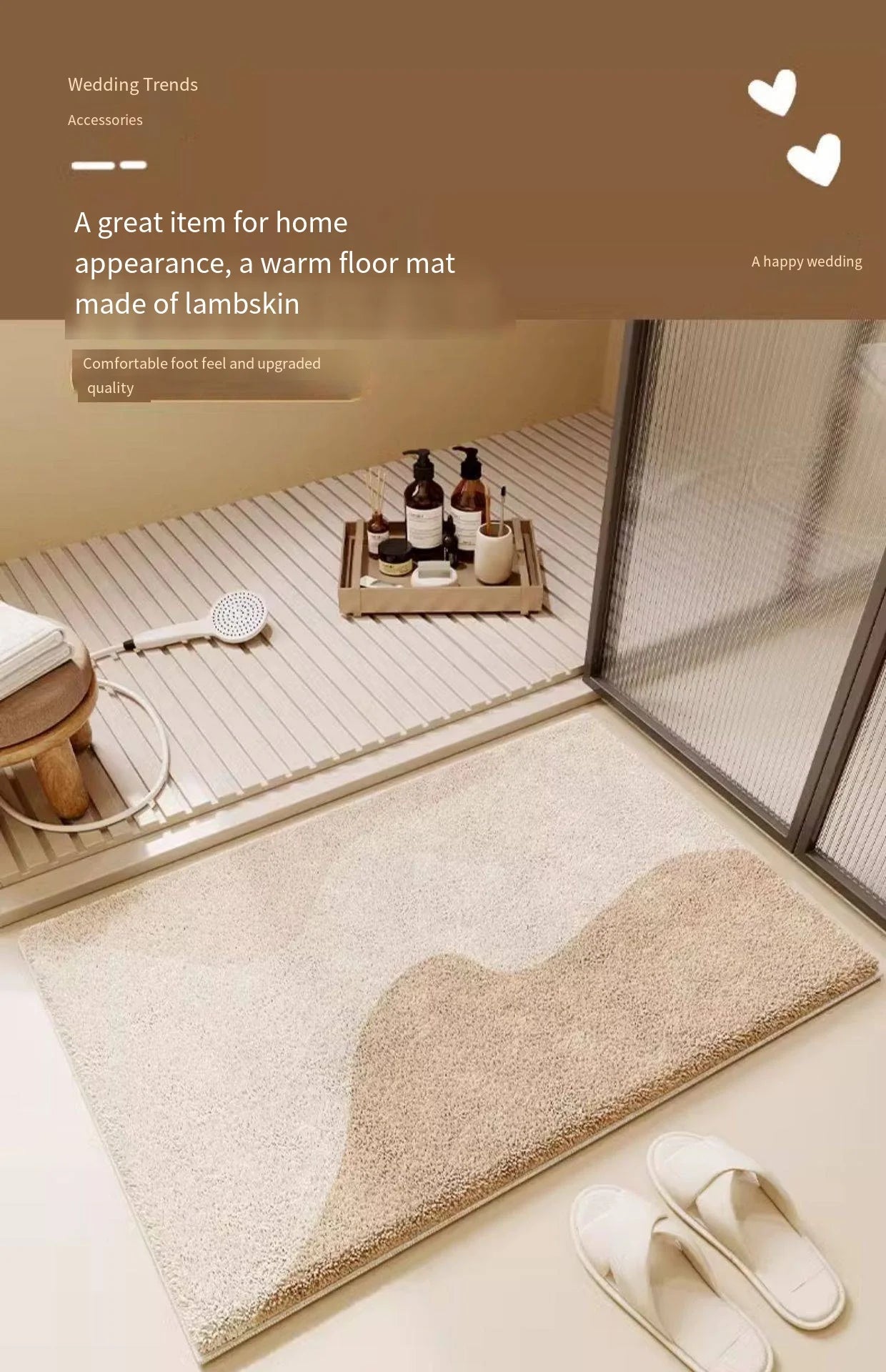 Faux Cashmere Bath Mat - Ultra Soft & Absorbent Bathroom Rug for Toilet and Shower