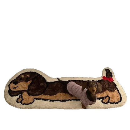 Sausage Dog Runner Rug - Cartoon Long Pattern Carpet for Hallway & Bedside