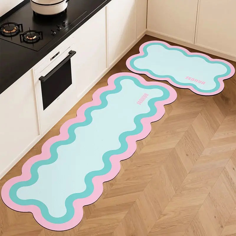 Diatomite Mat 2-Piece Set - Non-Slip & Easy Clean for Kitchen and Bathroom Door