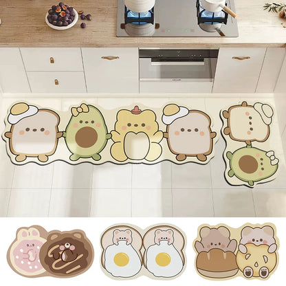 Cartoon Kitchen Mat - Non-Slip & Washable Anti-Fatigue Floor Pad