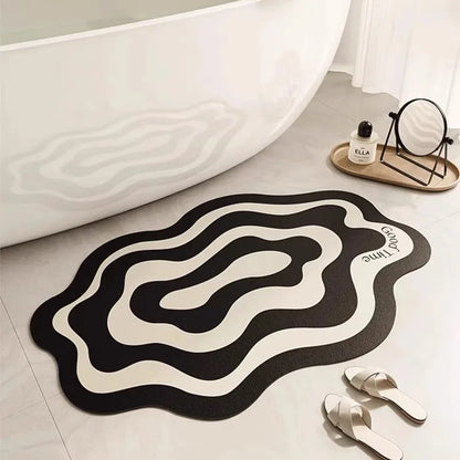 Wave Pattern Anti-Slip Mat - Durable & Absorbent for Bathroom Shower and Kitchen