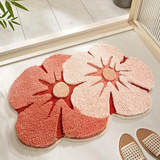 Floral Faux Cashmere Rug - Plush & Soft Carpet for Living Room and Bedroom
