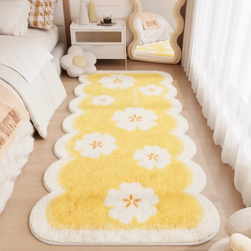 Luxury Bedroom Carpet, Imitation Cashmere Plush Rug, High-End Light Luxury Bedside Floor Mat, Soft Entryway Door Mat