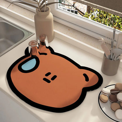 Cartoon Diatomite Bath Mat - Quick-Dry, Absorbent & Non-Slip Kids Bathroom Rug