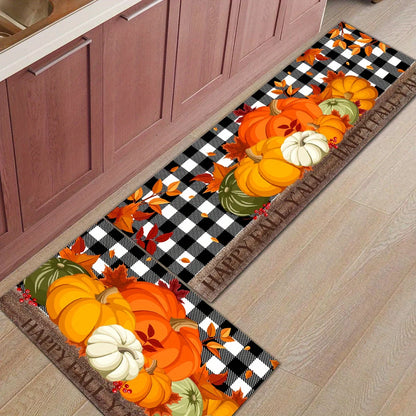Thanksgiving Doormat - Autumn Festive Rug for Kitchen & Entrance, Easy to Clean