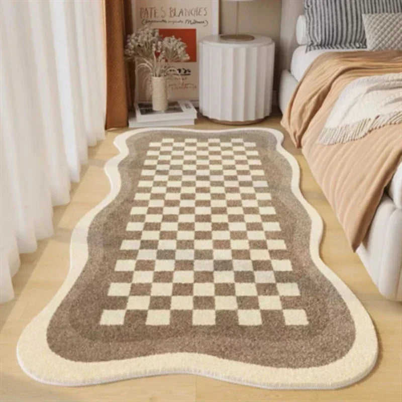 Cream Plush Bedside Rug - Ultra Soft & Non-Slip Faux Cashmere Carpet