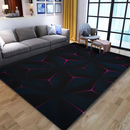 Grid Pattern Washable Rug - Super Soft & Non-Slip Area Carpet for Modern Living Room