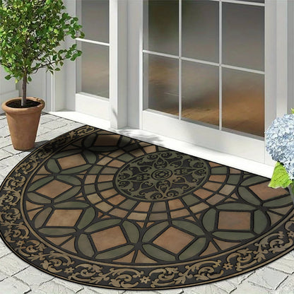Semi-Circular Marble Doormat - Anti-Slip, Dirt & Wear Resistant Welcome Mat