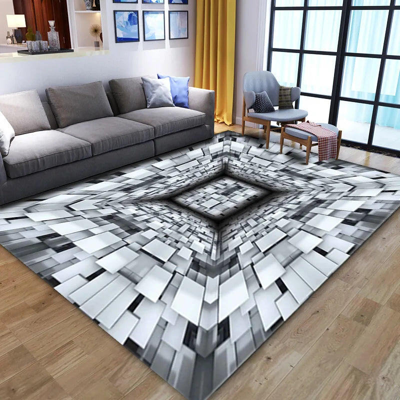 Grid Pattern Washable Rug - Super Soft & Non-Slip Area Carpet for Modern Living Room