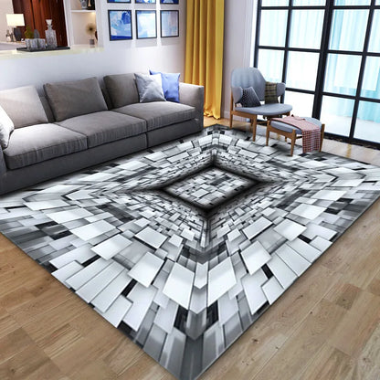 Grid Pattern Washable Rug - Super Soft & Non-Slip Area Carpet for Modern Living Room