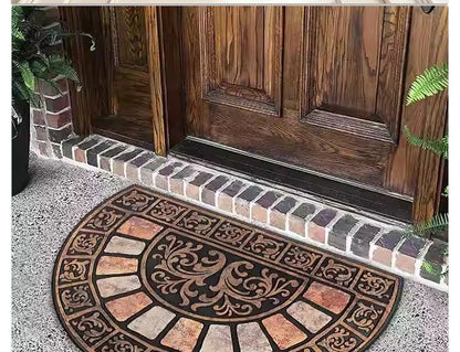 Semi-Circular Outdoor Doormat - Welcome Garden Rug for Entrance & Patio