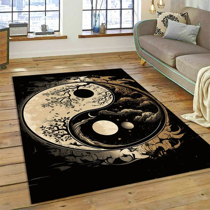 3D Yin Yang Tai Chi Rug - Meditation Area Carpet for Zen Living Room & Bedroom Decor
