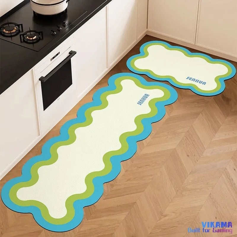 Diatomite Mat 2-Piece Set - Non-Slip & Easy Clean for Kitchen and Bathroom Door