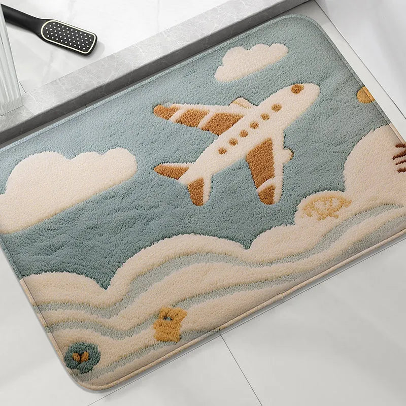 Underwater Fish Bath Mat - Absorbent & Non-Slip Shower Floor Rug for Modern Bathrooms