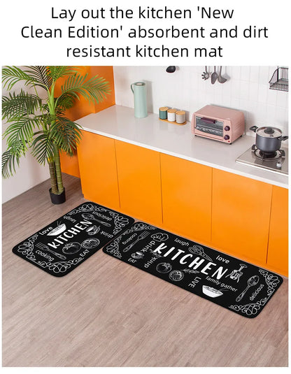 Washable Kitchen Mat with Sponge Comfort - Absorbent, Non-Slip & Waterproof Floor Rug