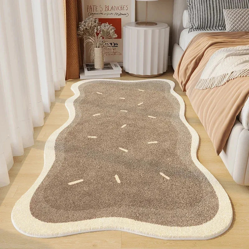 Cream Plush Bedside Rug - Ultra Soft & Non-Slip Faux Cashmere Carpet