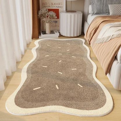 Cream Plush Bedside Rug - Ultra Soft & Non-Slip Faux Cashmere Carpet