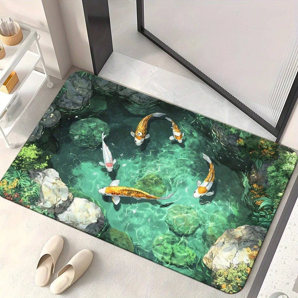 3D Ocean Diatomite Doormat - Water-Absorbent & Non-Slip for Entrance, Kitchen & Bathroom