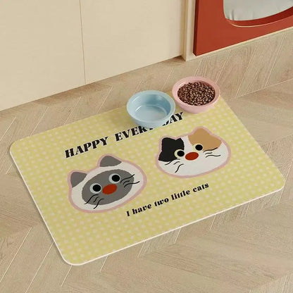 Cartoon Diatomite Pet Mat - Scratch Resistant, Anti-Slip & Leak Proof Tray