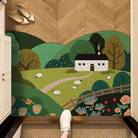 Scraper Doormat for Entrances - Anti-Slip & Dirt-Trapping "Silk Circle" Design