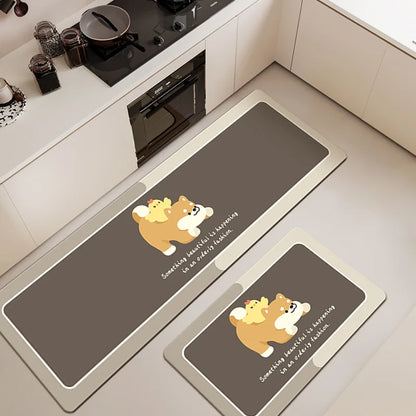 Cartoon Diatomite Kitchen Mat - Oil & Water Absorbent, Non-Slip Floor Pad