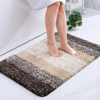 Gradient Stripe Bath Mat - Soft Faux Cashmere & Non-Slip Bathroom Rug
