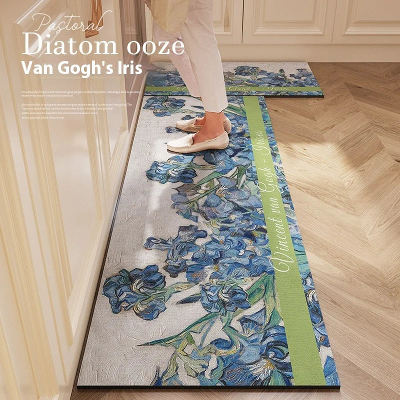 Washable Diatomite Kitchen Mat - Oil & Water Repellent, Super Absorbent