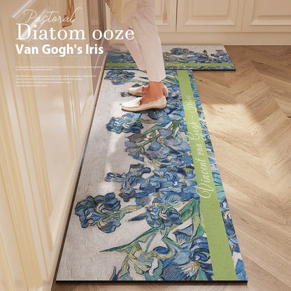 Washable Diatomite Kitchen Mat - Oil & Water Repellent, Super Absorbent
