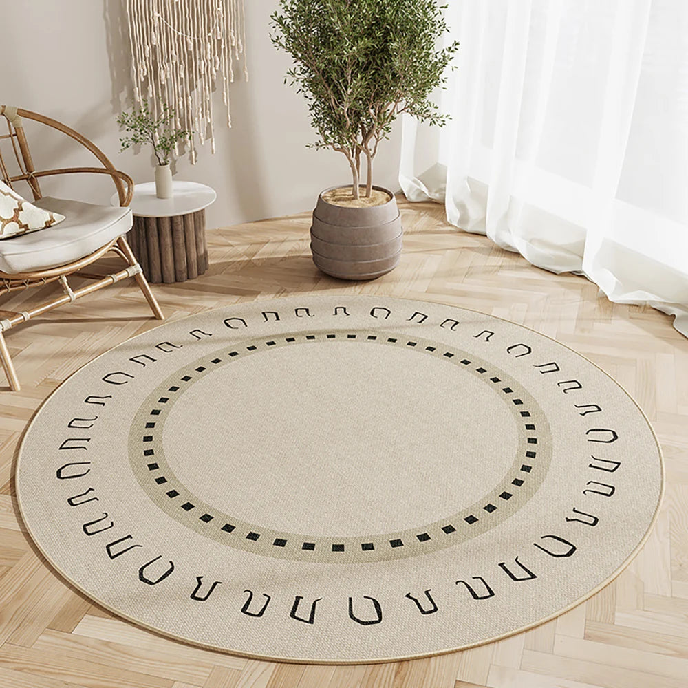 Modern Round Faux Wool Rug - Non-Slip & Washable Area Carpet for Living Room