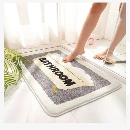 Cartoon Plush Bath Mat - Super Absorbent & Non-Slip Faux Cashmere Rug