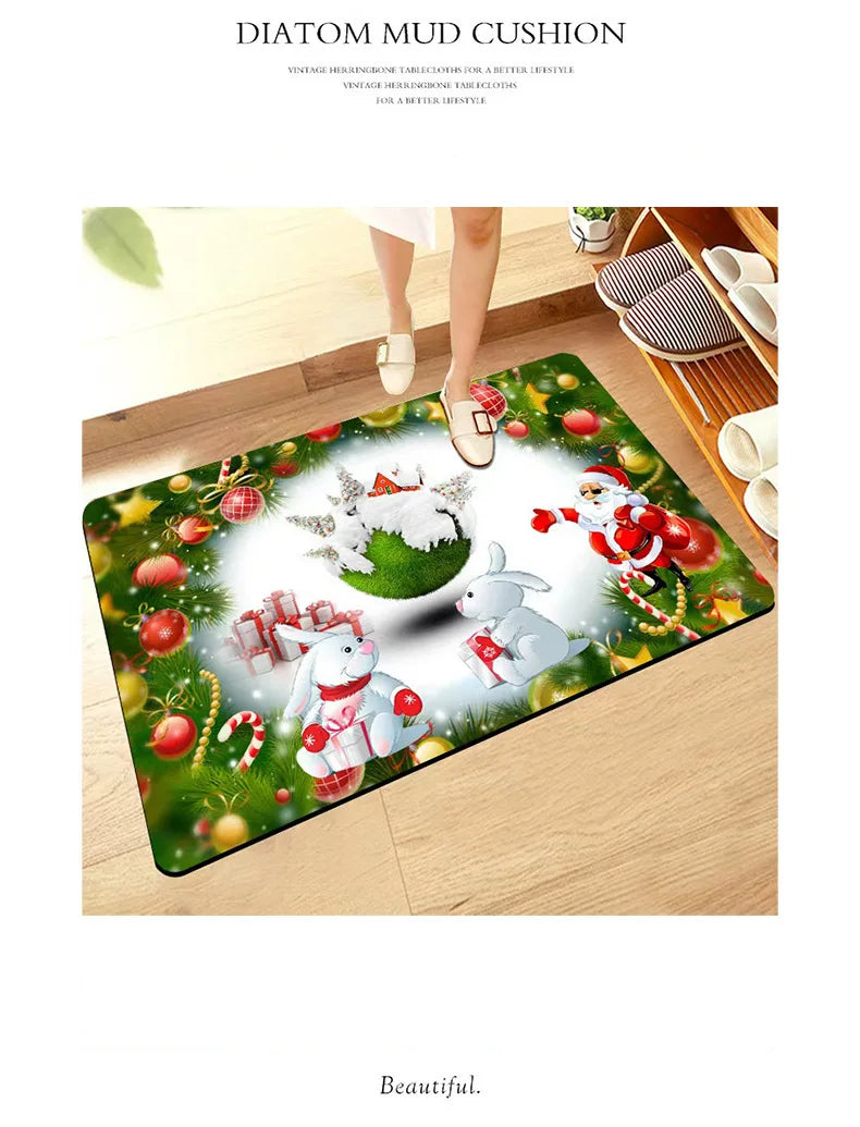 Christmas Diatomite Doormat - Quick-Dry, Absorbent & Non-Slip for Toilet Door