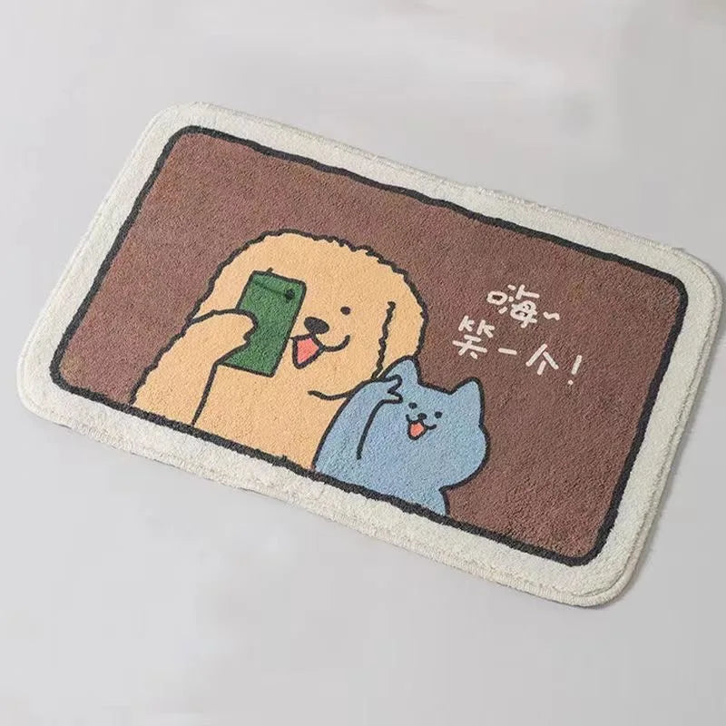 Plush Absorbent Mat - Non-Slip Faux Cashmere Rug for Bathroom & Bedroom Door