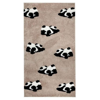 Cute Panda Rug, Faux Cashmere Bedside Carpet, Soft Anti-Slip Nursery Mat, Kids Room Decor, Plush Headboard Carpet for Bedroom