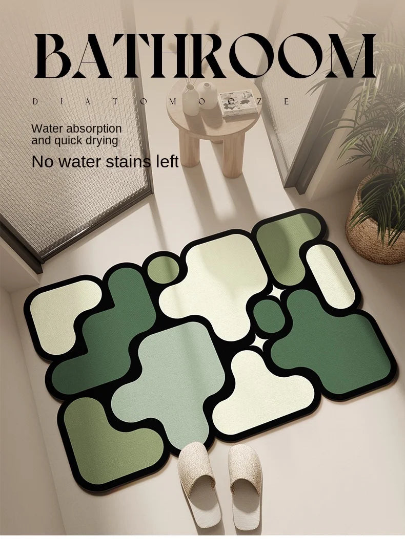Puzzle Design Diatomite Bath Mat - Quick-Dry, Absorbent & Dirt Resistant