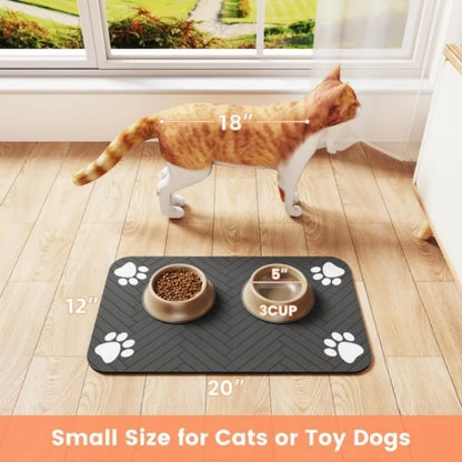 Waterproof Pet Feeding Mat - Soft, Non-Slip Tray for Dog & Cat Bowls
