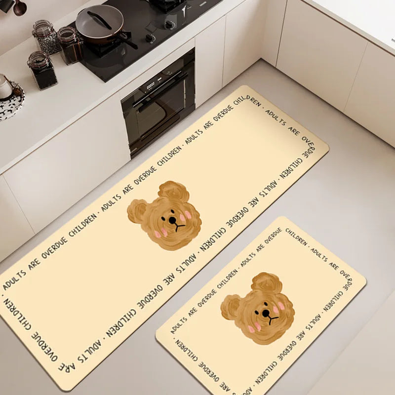 Cartoon Diatomite Kitchen Mat - Oil & Water Absorbent, Non-Slip Floor Pad