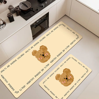 Cartoon Diatomite Kitchen Mat - Oil & Water Absorbent, Non-Slip Floor Pad