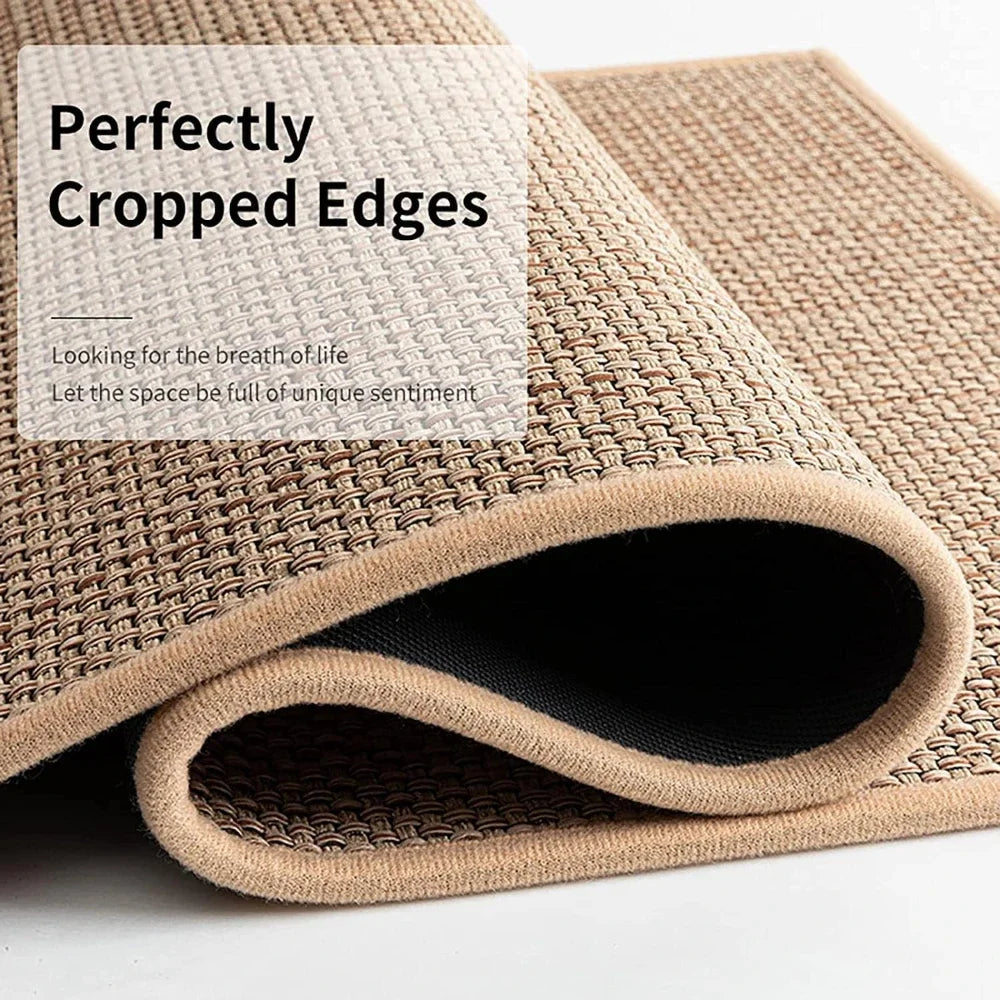 Faux Sisal Kitchen Runner - Washable & Non-Slip with Natural Rubber Backing