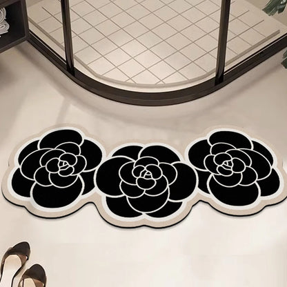 Floral Bath Mat Set of 3 - Absorbent & Non-Slip Bathroom Rugs, Light Luxury Decor
