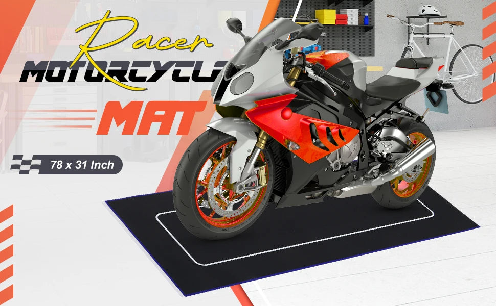Custom Motorcycle Parking Mat - Oil Absorbent, Washable & Anti-Slip Garage Rug