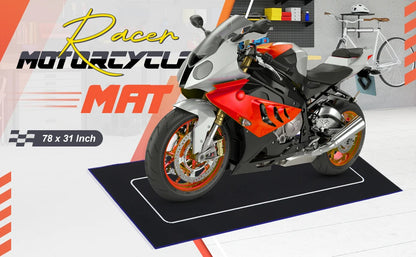 Custom Motorcycle Parking Mat - Oil Absorbent, Washable & Anti-Slip Garage Rug