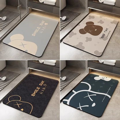 Cartoon Diatomite Bath Mat - Quick-Dry, Absorbent & Non-Slip Bathroom Rug
