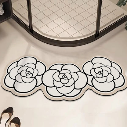 Floral Bath Mat Set of 3 - Absorbent & Non-Slip Bathroom Rugs, Light Luxury Decor