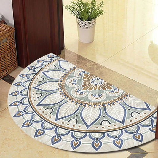 Blue Half-Moon Doormat - Non-Slip & Washable Indoor/Outdoor Welcome Rug