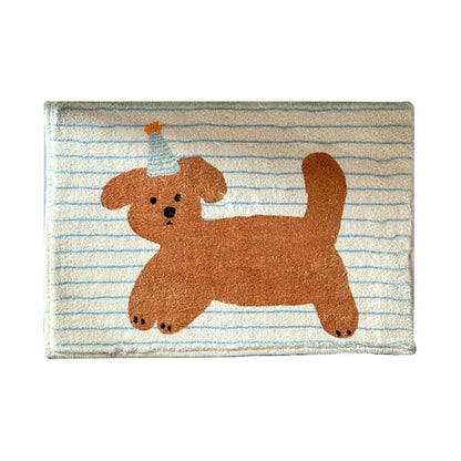 Cartoon Animal Striped Rug - Soft & Cute Floor Mat for Living Room and Bedside